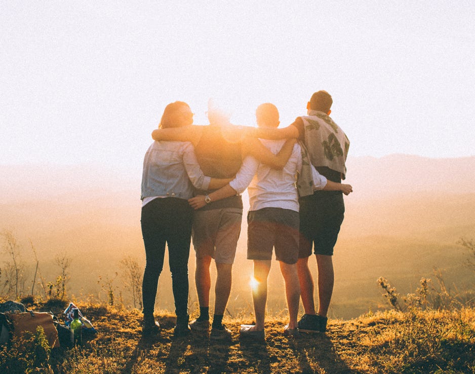 Community helping each other, leaning on each other, Supporting each other.